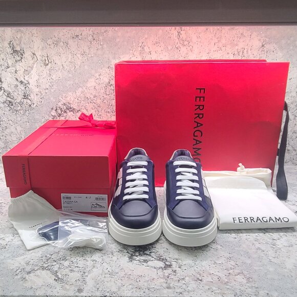 Ferragamo Cassina Low Top Sneaker with Gancini Inlay - Picture 10 of 10